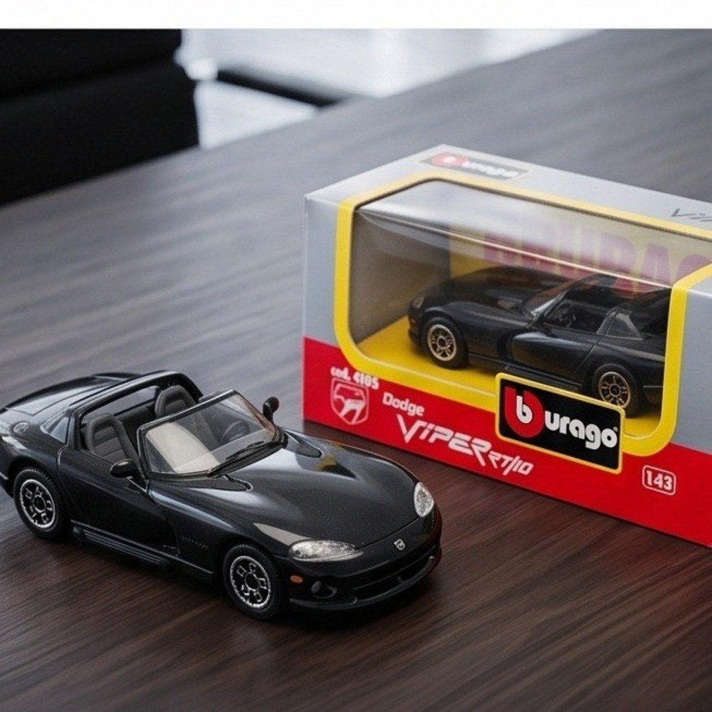 Bburago Dodge Viper RT/10 Black Silver Stripes 1/43 Diecast Model Car 4105